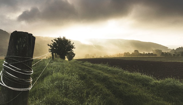 Country farm at sunrise