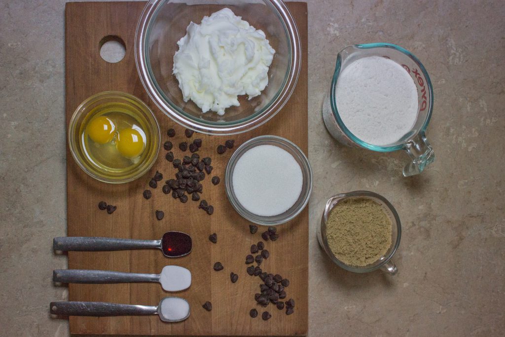 Ingredients for chocolate chip cookies