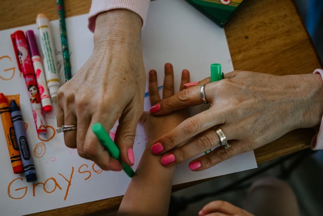 tracing a child's hand